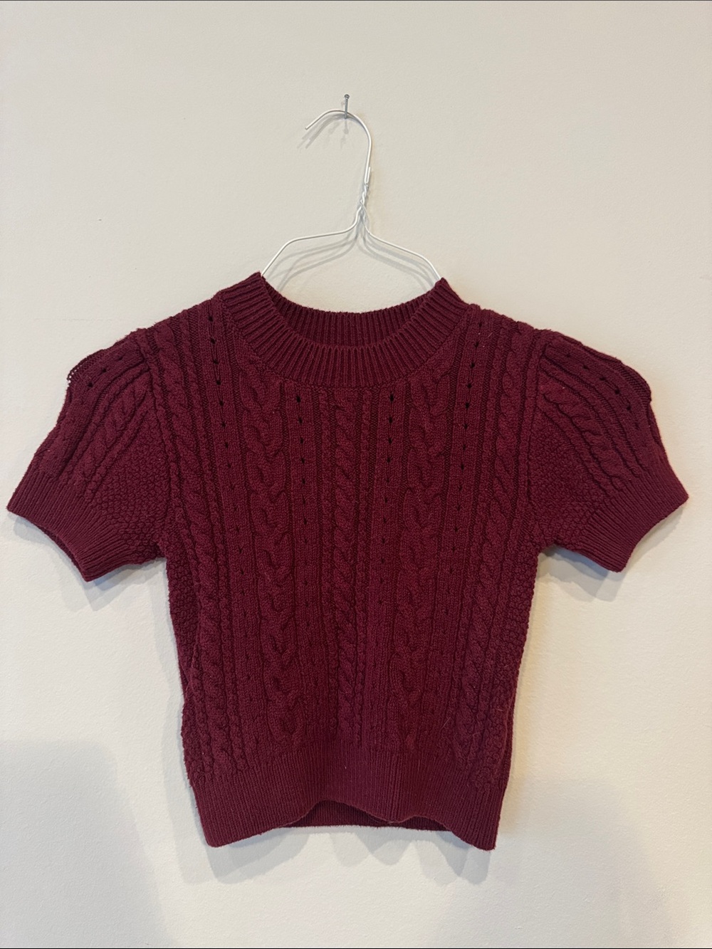 Free People Cable Knit Short Sleeve Sweater